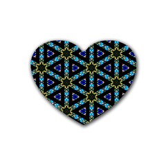 Stained Glass Pattern Church Window Rubber Coaster (Heart) 