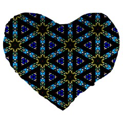 Stained Glass Pattern Church Window Large 19  Premium Heart Shape Cushions by Simbadda