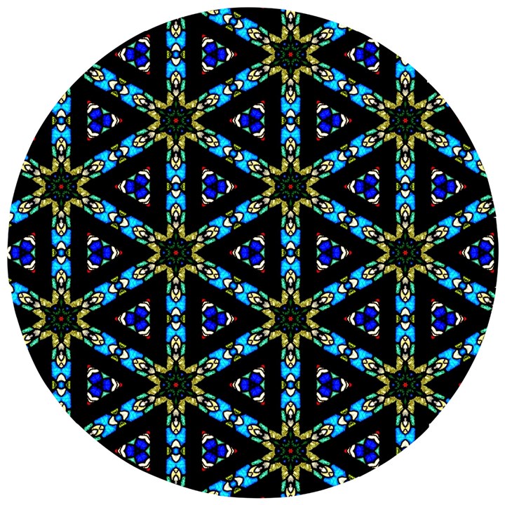 Stained Glass Pattern Church Window Wooden Puzzle Round