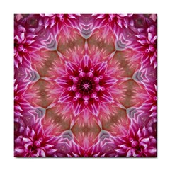 Flower Mandala Art Pink Abstract Tile Coaster by Simbadda