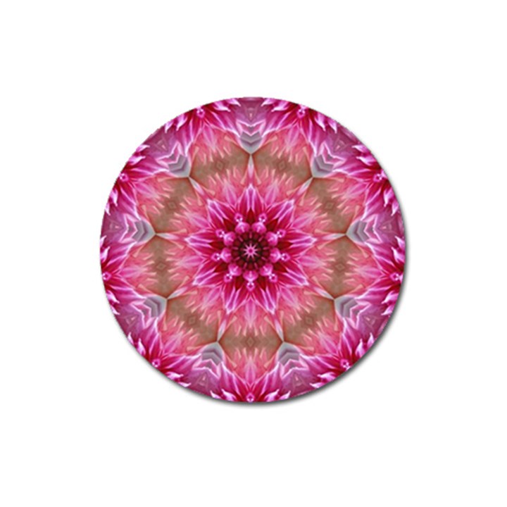 Flower Mandala Art Pink Abstract Magnet 3  (Round)