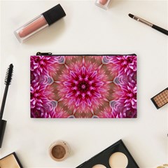 Flower Mandala Art Pink Abstract Cosmetic Bag (small) by Simbadda