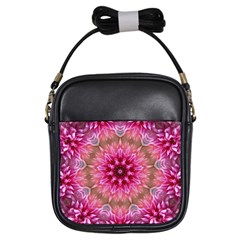 Flower Mandala Art Pink Abstract Girls Sling Bag by Simbadda