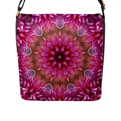 Flower Mandala Art Pink Abstract Flap Closure Messenger Bag (l) by Simbadda