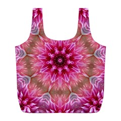 Flower Mandala Art Pink Abstract Full Print Recycle Bag (l) by Simbadda