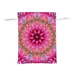 Flower Mandala Art Pink Abstract Lightweight Drawstring Pouch (l)