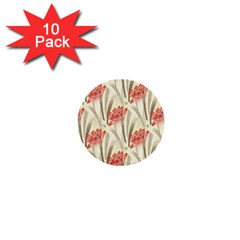 Flower Flora Leaf Wallpaper 1  Mini Buttons (10 Pack)  by Simbadda