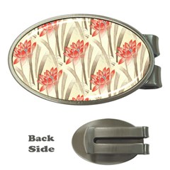 Flower Flora Leaf Wallpaper Money Clips (oval)  by Simbadda