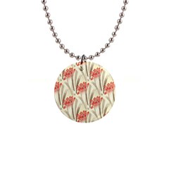 Flower Flora Leaf Wallpaper 1  Button Necklace by Simbadda