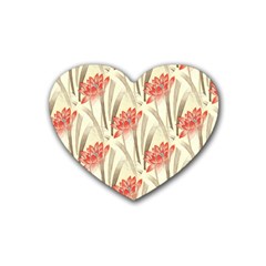 Flower Flora Leaf Wallpaper Heart Coaster (4 Pack)  by Simbadda