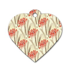 Flower Flora Leaf Wallpaper Dog Tag Heart (two Sides) by Simbadda