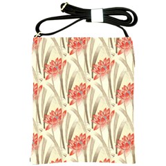 Flower Flora Leaf Wallpaper Shoulder Sling Bag by Simbadda