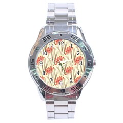 Flower Flora Leaf Wallpaper Stainless Steel Analogue Watch by Simbadda