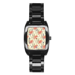 Flower Flora Leaf Wallpaper Stainless Steel Barrel Watch by Simbadda