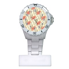 Flower Flora Leaf Wallpaper Plastic Nurses Watch by Simbadda