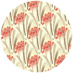 Flower Flora Leaf Wallpaper Wooden Puzzle Round by Simbadda