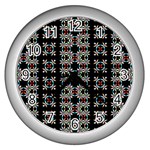 Pattern Black Background Texture Art Wall Clock (Silver) Front