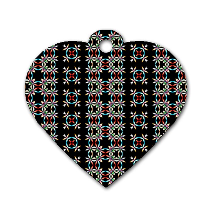 Pattern Black Background Texture Art Dog Tag Heart (Two Sides)