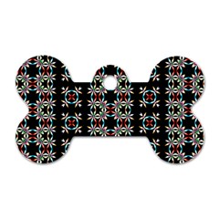 Pattern Black Background Texture Art Dog Tag Bone (two Sides) by Simbadda