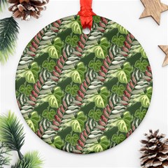 Leaves Seamless Pattern Design Ornament (round) by Simbadda