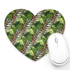 Leaves Seamless Pattern Design Heart Mousepads by Simbadda