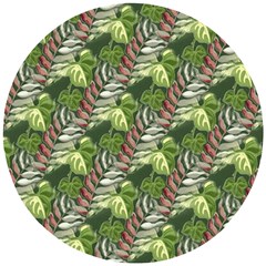 Leaves Seamless Pattern Design Wooden Puzzle Round