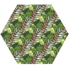 Leaves Seamless Pattern Design Wooden Puzzle Hexagon