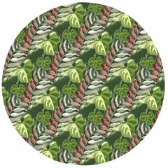 Leaves Seamless Pattern Design Wooden Bottle Opener (round)