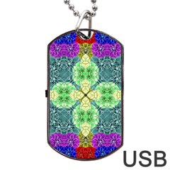 Flower Design Design Artistic Dog Tag Usb Flash (one Side) by Simbadda