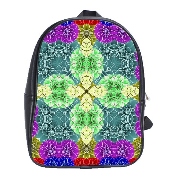 Flower Design Design Artistic School Bag (XL)