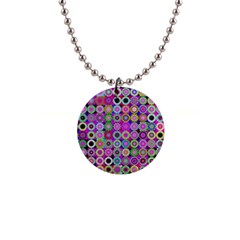 Design Circles Circular Background 1  Button Necklace by Simbadda