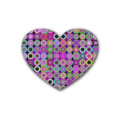 Design Circles Circular Background Heart Coaster (4 Pack)  by Simbadda