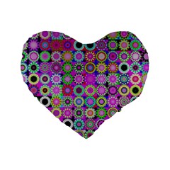 Design Circles Circular Background Standard 16  Premium Heart Shape Cushions by Simbadda