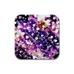 Paint Texture Purple Watercolor Rubber Square Coaster (4 Pack)  by Simbadda