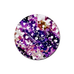 Paint Texture Purple Watercolor Rubber Round Coaster (4 Pack)  by Simbadda