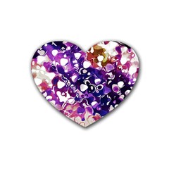 Paint Texture Purple Watercolor Rubber Coaster (heart)  by Simbadda