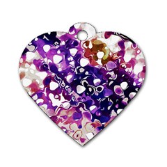 Paint Texture Purple Watercolor Dog Tag Heart (one Side) by Simbadda