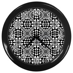 Fabric Design Pattern Color Wall Clock (black) by Simbadda