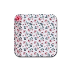 Watercolor Roses Lace Background Rubber Coaster (square)  by Simbadda