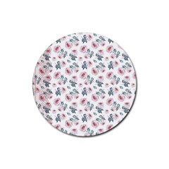 Watercolor Roses Lace Background Rubber Coaster (round)  by Simbadda