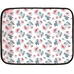 Watercolor Roses Lace Background Fleece Blanket (mini) by Simbadda