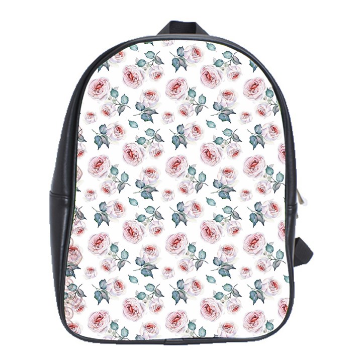 Watercolor Roses Lace Background School Bag (Large)