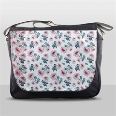 Watercolor Roses Lace Background Messenger Bag by Simbadda