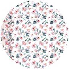 Watercolor Roses Lace Background Wooden Puzzle Round