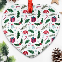 Christmas Background Heart Ornament (two Sides) by Simbadda