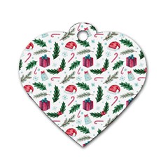 Christmas Background Dog Tag Heart (two Sides) by Simbadda