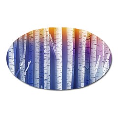 Birch Tree Background Scrapbooking Oval Magnet by Simbadda