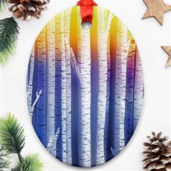 Birch Tree Background Scrapbooking Oval Ornament (two Sides) by Simbadda