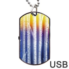 Birch Tree Background Scrapbooking Dog Tag Usb Flash (one Side) by Simbadda