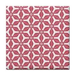 White Background Red Flowers Texture Tile Coaster by Simbadda